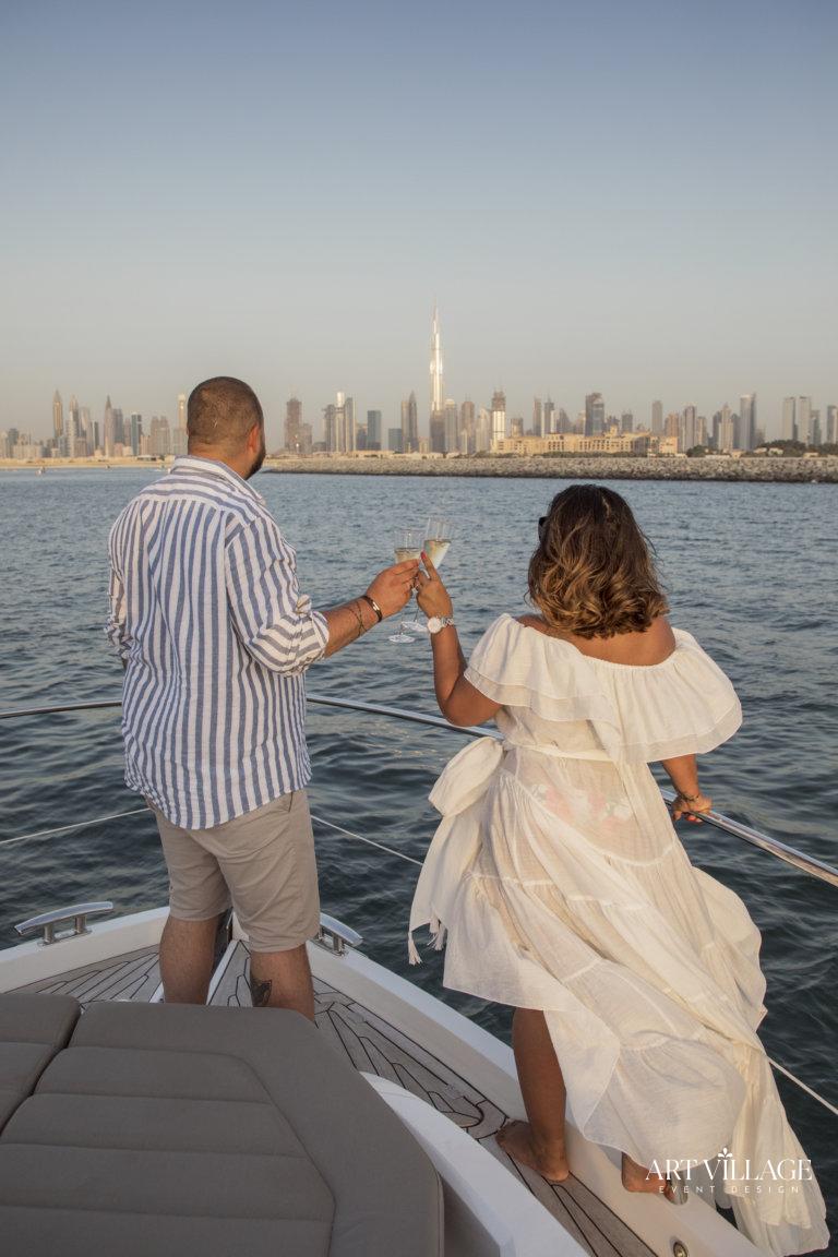 Romantic couple yacht tour